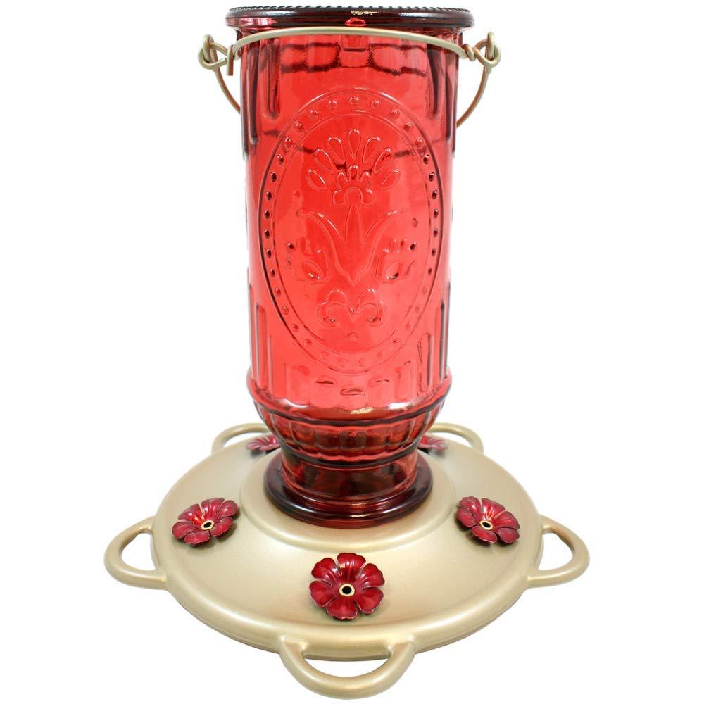 More Birds Red Vintage Hummingbird Feeder Antique Glass Bottle 5